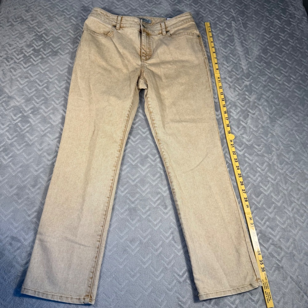 Chico's Platinum Denim Ankle Jeans Women Size 8 (1) Tan Neutral Acid Wash NWT